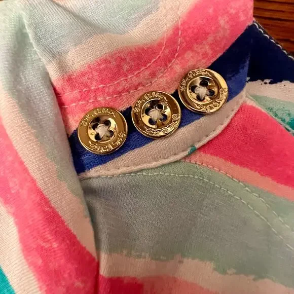 Lilly Pulitzer Sophie Shift Dress Sandy Shells 3/4 Sleeve Multi-Color Striped XS - Picture 8 of 16